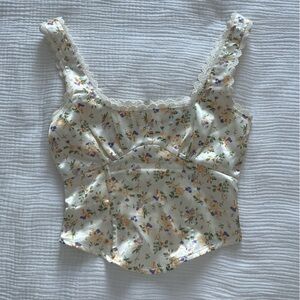 Princess Polly Cream Floral Lace Top